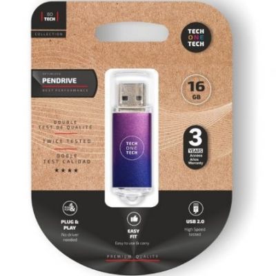 Pendrive 16GB Tech One Tech Be Fade USB 2.0/ Purpura Degradado TEC4601-16TECH ONE TECH